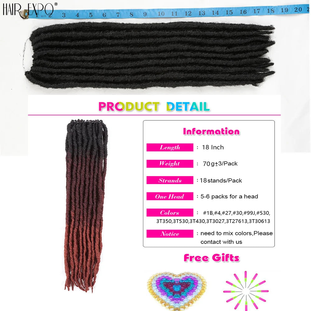18"Synthetic Faux Locs Crochet Braids Hair