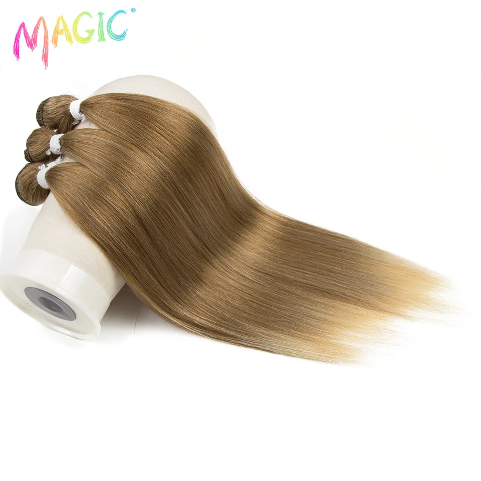 Straight Hair 4PCS Bundles With Closure Ombre Blonde Color Hair