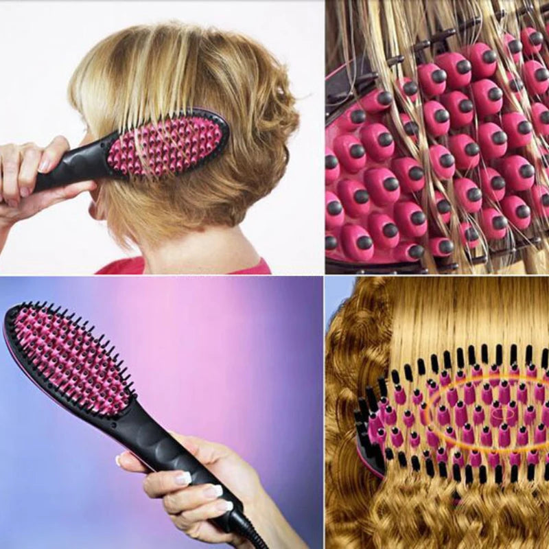 Hair Straightening Brush Adjustable Temperature