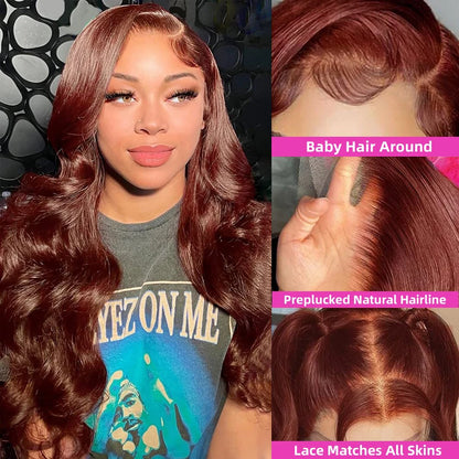Reddish Brown 13x6 Hd Lace Frontal Wig Preplucked