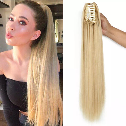 Synthetic Long Claw Clip On Ponytail Hair Extensions 24Inch