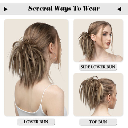 Messy Bun Hair Curly Hairpieces