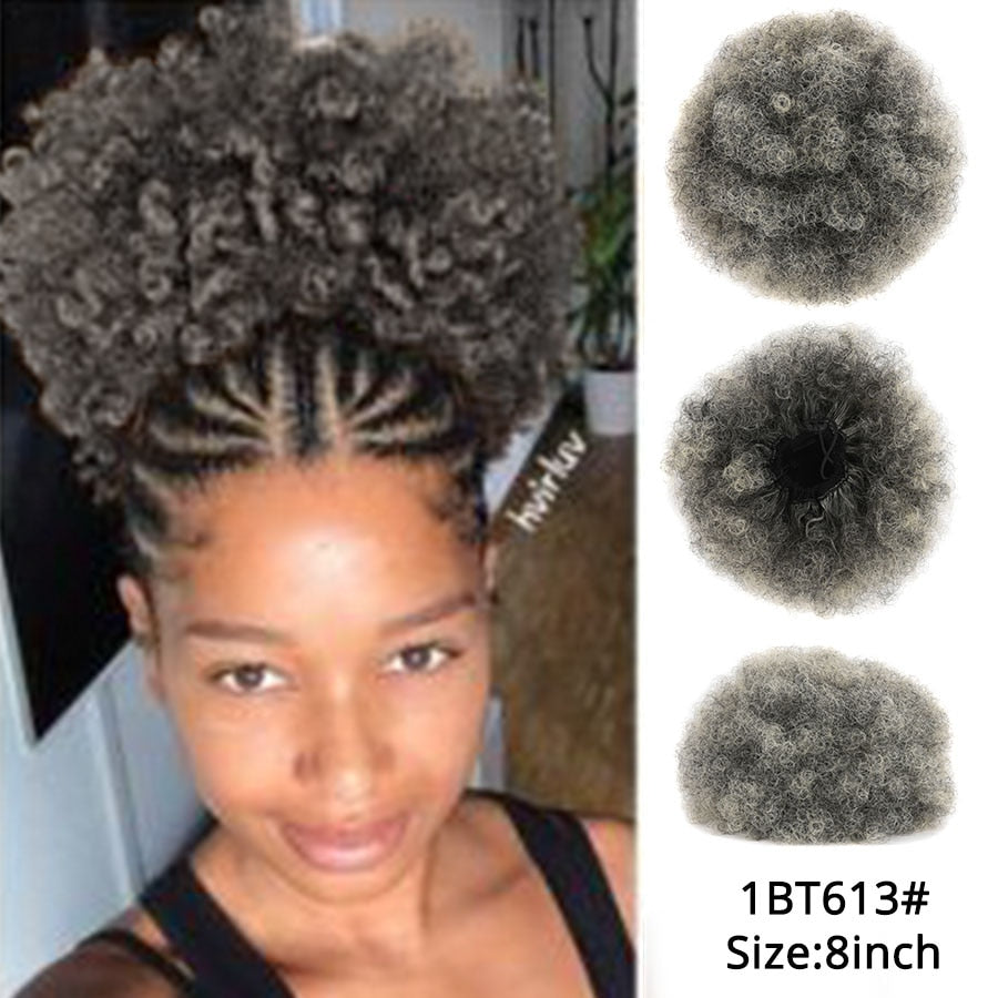 Synthetic New Kinky Hair Bun Claw Clip Ponytail Hair Extensions