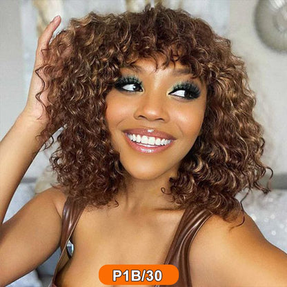Jerry Curly Short Pixie Bob Cut Wigs With Bangs