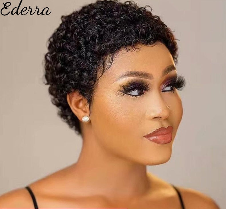 Short Curly Pixie Cut Brazilian Human Hair