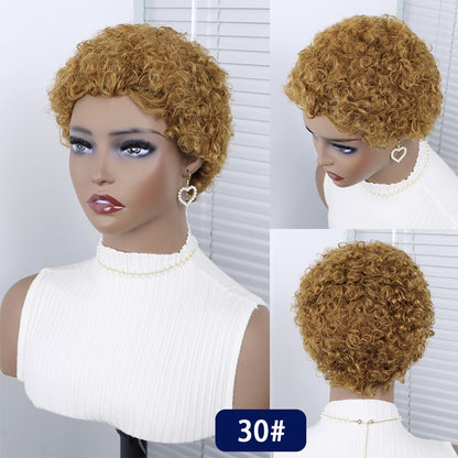 Short Curly Pixie Cut Brazilian Human Hair