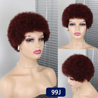Short Curly Pixie Cut Brazilian Human Hair