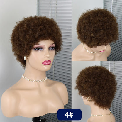 Short Curly Pixie Cut Brazilian Human Hair