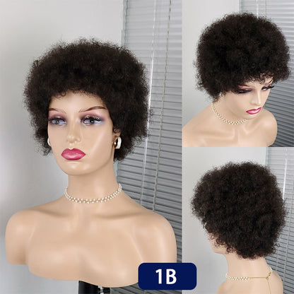 Short Curly Pixie Cut Brazilian Human Hair